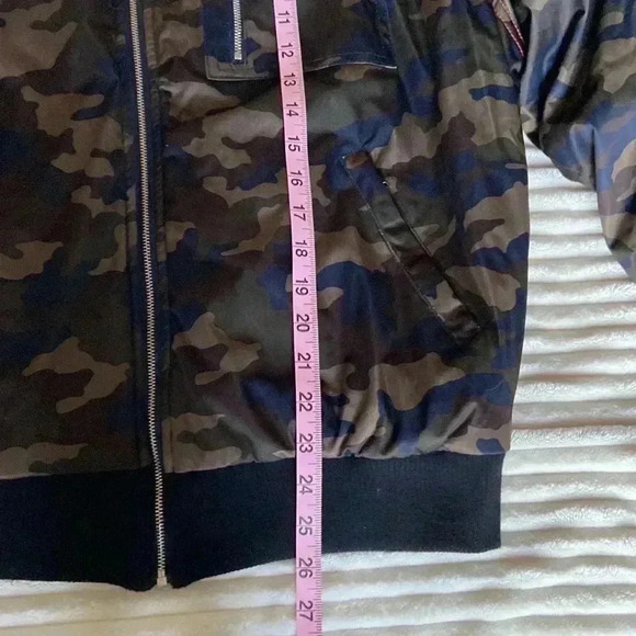 Zara Man Men’s Medium Camo Bomber Jacket Ruched Sleeves Casual Moto Bikercore - Picture 12 of 13